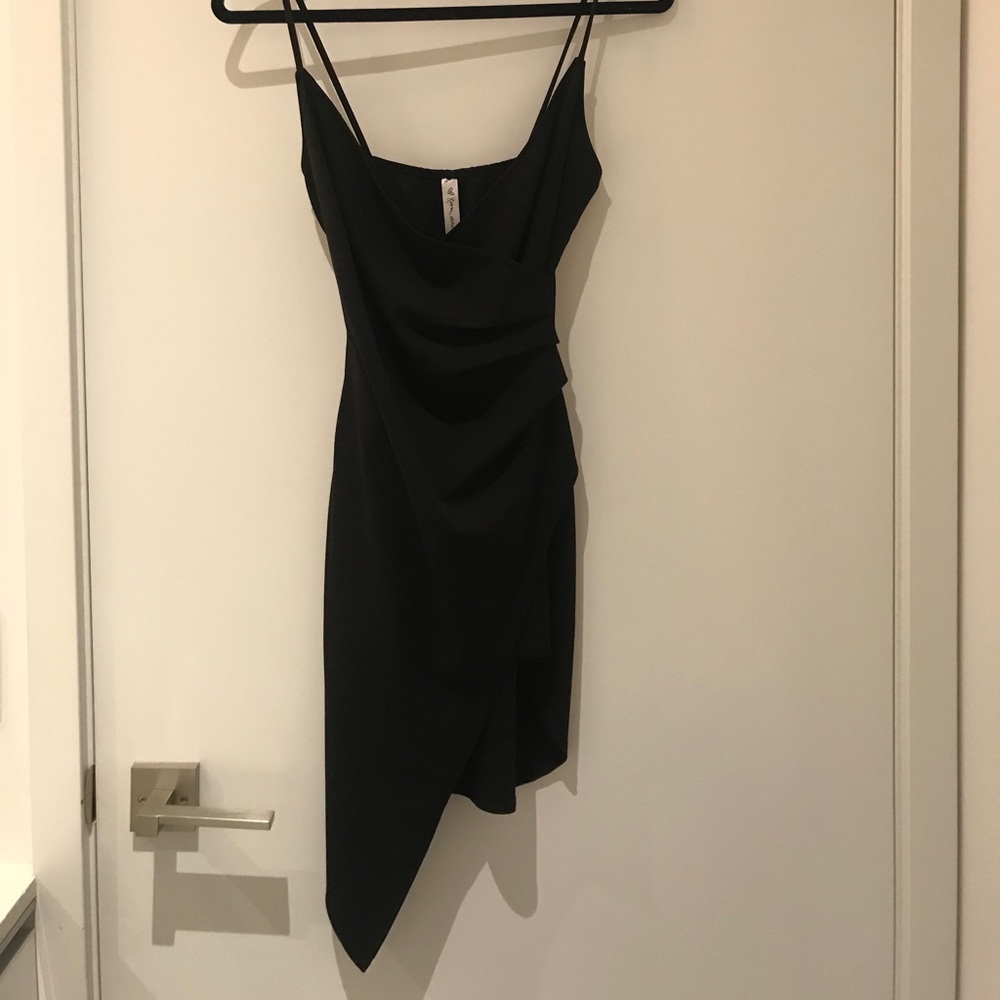 Mendocino Black Asymmetrical Mini Dress